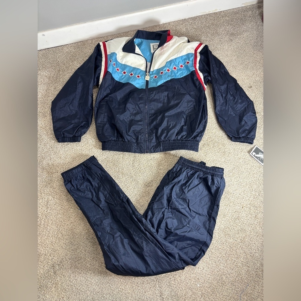 NWT Vintage Wilson Zip Up Windbreaker Set Multi Color Block Size Medium